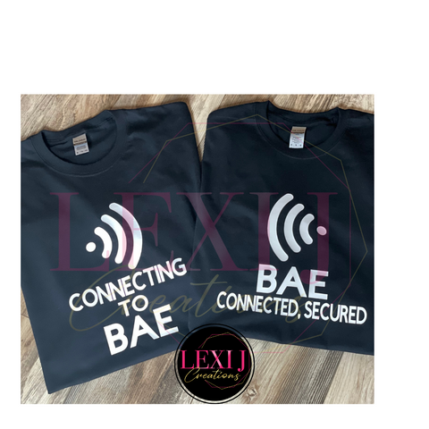 Connecting to BAE; BAE Connected, Secured Couples Unisex T-shirt.
